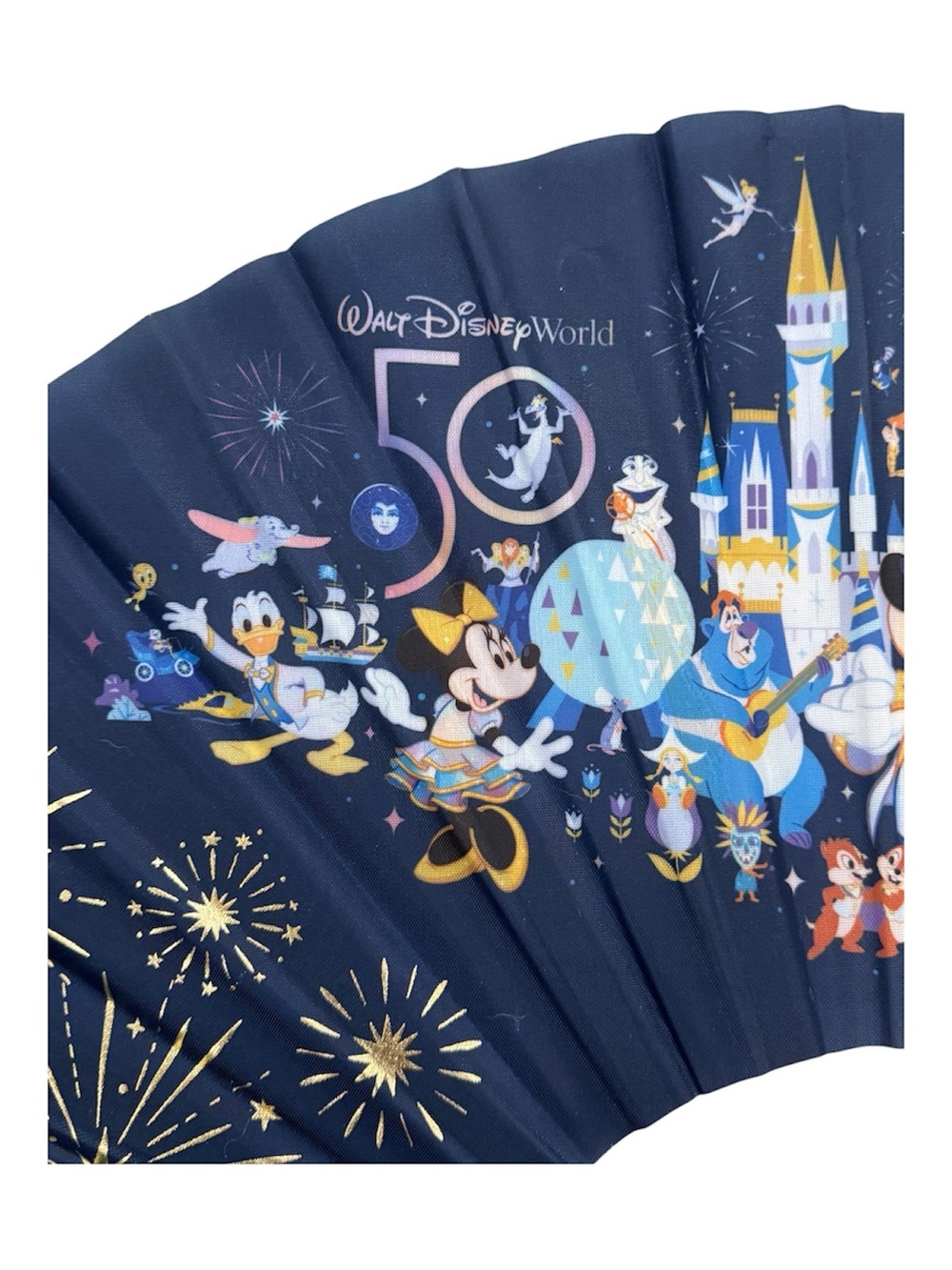 Disney Navy Blue and Yellow Mickey Mouse Fireworks Folding Fan - Picture 2 of 3